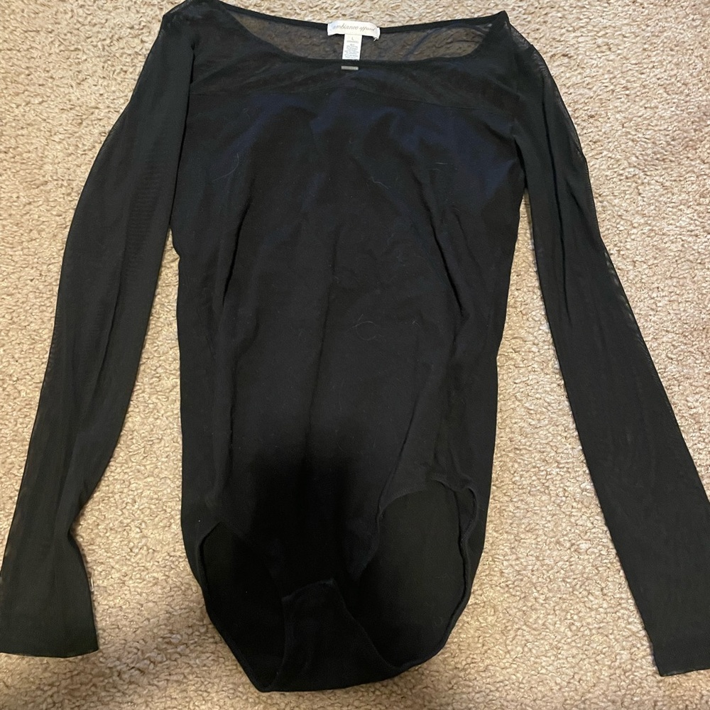 Black L women’s long sleeve bodysuit